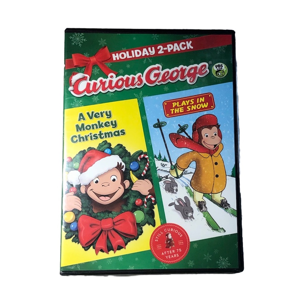 PBS Kids Curious George Holiday 2-Pack New DVD Very Monkey Christmas & Play Snow